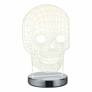 Fényes ezüstszínű LED asztali lámpa (magasság 21 cm) Skull – Trio kép