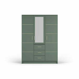 Zöld ruhásszekrény tükörrel 147x200 cm Burren - Cosmopolitan Design kép