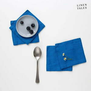 Kék textil poháralátét szett 4 db-os – Linen Tales kép