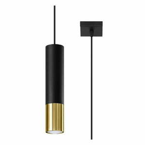 Fekete-aranyszínű függőlámpa fém búrával 8x8 cm Longbot - Nice Lamps kép