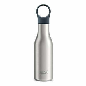 Fényes ezüstszínű rozsdamentes acél utazó ivópalack 500 ml Loop – Joseph Joseph kép