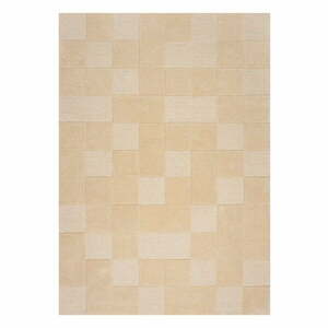 Bézs gyapjú szőnyeg 170x120 cm Checkerboard - Flair Rugs kép