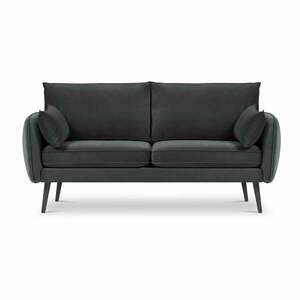 Lento sötétszürke bársony kanapé fekete lábakkal, 158 cm - Kooko Home kép