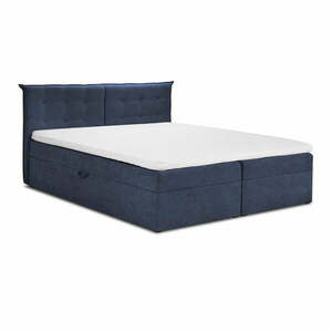 Sötétkék boxspring ágy tárolóhellyel 160x200 cm Echaveria – Mazzini Beds kép