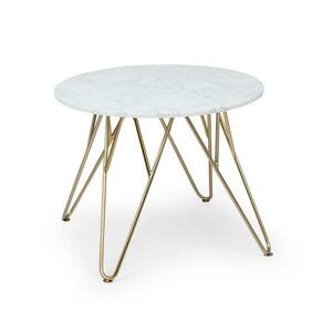 Besoa Round Pearl, dohányzóasztal, 55 x 45 cm (⌀ x V), márvány, arany/fehér kép