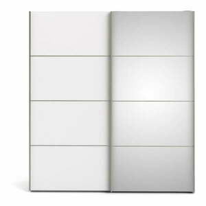 Verona fehér ruhásszekrény tükörrel és tolóajtókkal, 182 x 202 cm - Tvilum kép