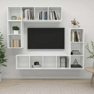 vidaXL 4 részes magasfényű fehér forgácslap TV-szekrény szett kép