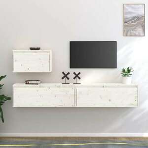 vidaXL 3 darab fehér tömör fenyőfa TV-szekrény kép
