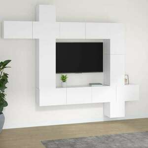 vidaXL 9 részes fehér szerelt fa TV-szekrényszett kép