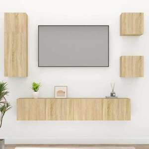 vidaXL 5 részes sonoma tölgy színű szerelt fa TV-szekrényszett kép