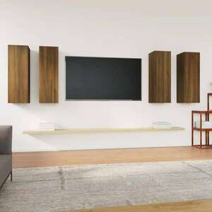 vidaXL 4 db barna tölgyszínű szerelt fa TV-szekrény 30, 5 x 30 x 90 cm kép