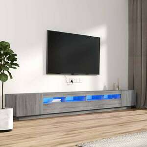 vidaXL 3 részes szürke sonoma színű fa TV-szekrény szett LED-lámpákkal kép