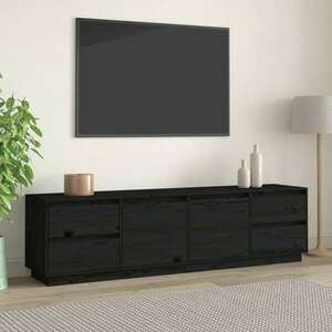 vidaXL fekete tömör fenyőfa TV-szekrény 176 x 37 x 47, 5 cm kép