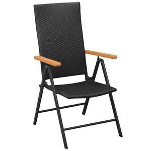 2 db fekete rakásolható polyrattan kerti szék kép