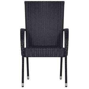 4 db fekete rakásolható polyrattan kültéri szék kép