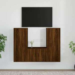 vidaXL 3 részes barna tölgy színű szerelt fa TV-szekrényszett kép