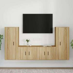 vidaXL 4 részes sonoma tölgy színű szerelt fa TV-szekrényszett kép