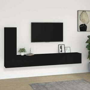 vidaXL 3 részes fekete szerelt fa TV-szekrényszett kép