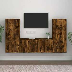 vidaXL 3 részes füstös tölgy színű szerelt fa TV-szekrényszett kép