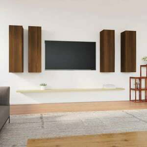 vidaXL 4 db barna tölgyszínű szerelt fa TV-szekrény 30, 5 x 30 x 110 cm kép