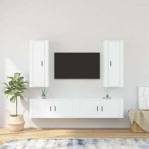 vidaXL 4 részes fehér szerelt fa TV-szekrényszett kép
