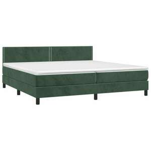 Sötétzöld bársony rugós ágy matraccal 200x200 cm kép