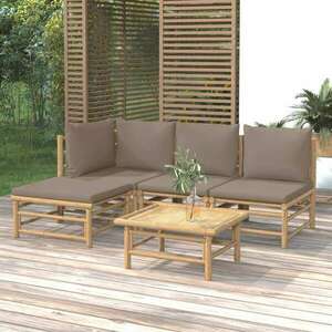 vidaXL 5 részes bambusz kerti ülőgarnitúra tópszínű párnákkal kép