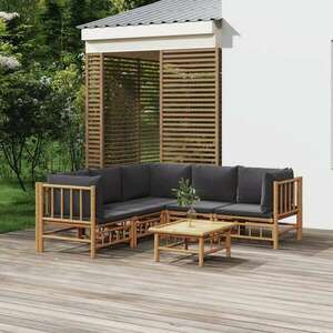 vidaXL 6 részes bambusz kerti ülőgarnitúra sötétszürke párnákkal kép