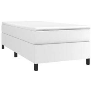 Fehér műbőr rugós ágy matraccal 90 x 200 cm kép