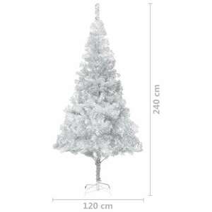 Ezüstszínű pet műkarácsonyfa led-ekkel és gömbökkel 240 cm kép
