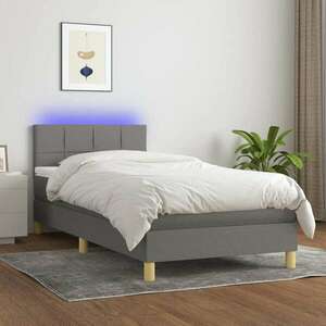 vidaXL sötétszürke szövet rugós és LED-es ágy matraccal 80 x 200 cm kép