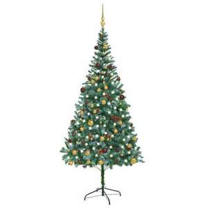 vidaXL műkarácsonyfa LED-del / gömbszettel / tobozzal 210 cm kép