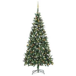 vidaXL műkarácsonyfa LED-del és gömbszettel 210 cm kép