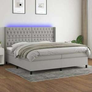 vidaXL világosszürke szövet rugós és LED-es ágy matraccal 200x200 cm kép