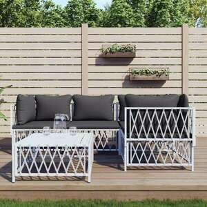 vidaXL 5-részes fehér acél kerti ülőgarnitúra párnákkal kép