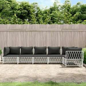 vidaXL 6-részes fehér acél kerti ülőgarnitúra párnákkal kép