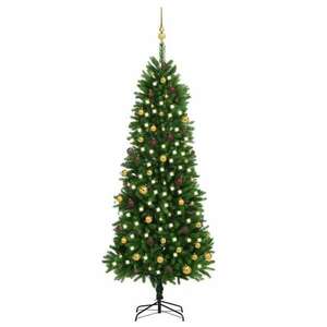 vidaXL zöld műkarácsonyfa LED-fényekkel és gömbszettel 240 cm kép
