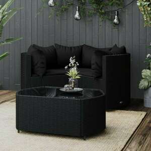 vidaXL 4 részes fekete polyrattan kerti ülőgarnitúra párnákkal kép
