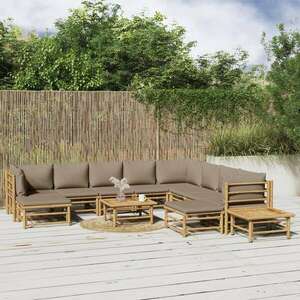 vidaXL 12 részes bambusz kerti ülőgarnitúra tópszínű párnákkal kép