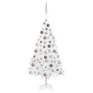 vidaXL fehér PVC műkarácsonyfa LED-ekkel és gömbszettel 180 cm kép