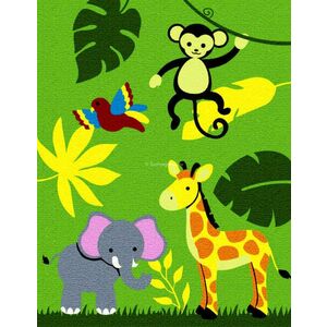 Trendy Kids Zöld dzsungel állatai D231A gyerekszőnyeg 280x360 cm kép