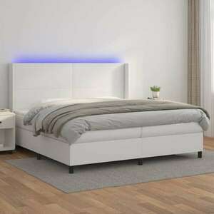 vidaXL fehér műbőr rugós ágy matraccal és LED-del 200x200 cm kép