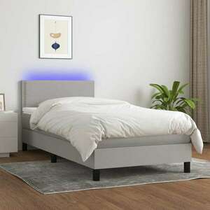 vidaXL világosszürke szövet rugós és LED-es ágy matraccal 100x200 cm kép