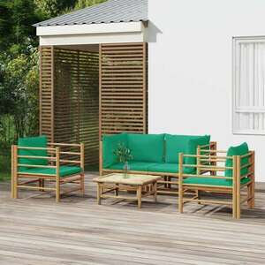 vidaXL 5 részes bambusz kerti ülőgarnitúra zöld párnákkal kép