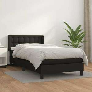 Fekete műbőr rugós ágy matraccal 90 x 200 cm kép