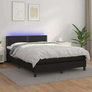 vidaXL fekete műbőr rugós ágy matraccal és LED-del 140x200 cm kép
