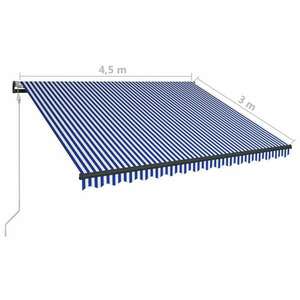 vidaXL kék és fehér szélérzékelős és LED-es napellenző 450 x 300 cm kép
