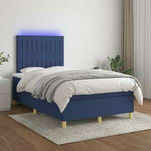 vidaXL kék szövet rugós és LED-es ágy matraccal 120 x 200 cm kép