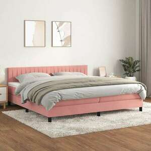vidaXL rózsaszín bársony rugós ágy matraccal 200x200 cm kép