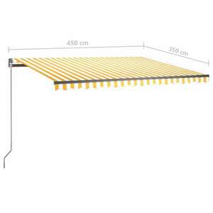 vidaXL sárga és fehér kézzel kihúzható LED-es napellenző 450 x 350 cm kép